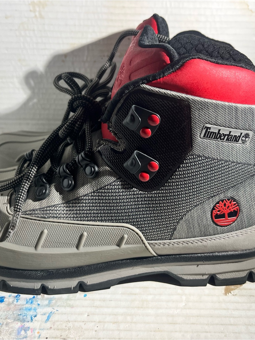 Timberland Gray and Red Men's Euro Hiker Shell Toe Boots